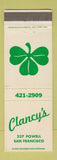 Matchbook Cover - Clancy's San Francisco CA