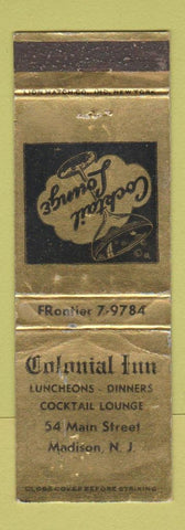 Matchbook Cover - Colonial Inn Madison NJ WORN
