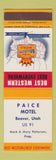 Matchbook Cover - Paice Motel Beaver UT Best Western