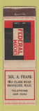 Matchbook Cover - Sol Frank Federal Matches LONG Brookline MA WORN