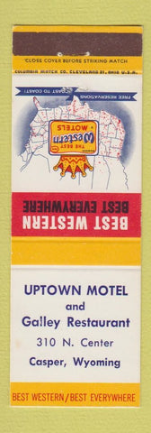 Matchbook Cover - Uptown Motel Galley Restaurant Casper WY Best Western