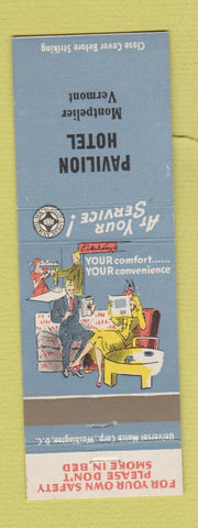 Matchbook Cover - Pavilion Hotel Montpelier VT