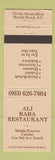 Matchbook Cover - Ali Baba Restaurant Myrtle Beach SC