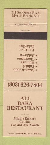 Matchbook Cover - Ali Baba Restaurant Myrtle Beach SC