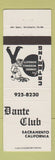 Matchbook Cover - Dane Club Sacramento CA