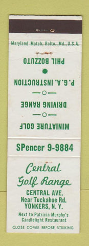 Matchbook Cover - Central Golf Range Yonkers NY