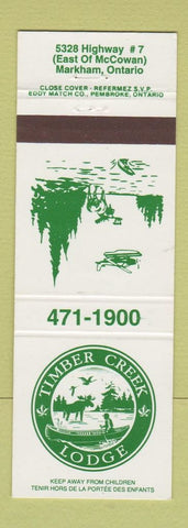 Matchbook Cover - Timber Creek Lodge Markham ON