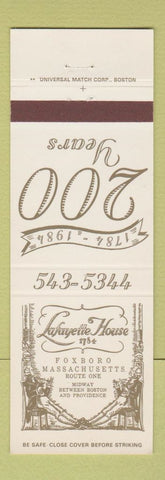 Matchbook Cover - Lafayette House Foxboro MA 1984