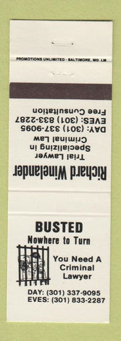 Matchbook Cover - Richard Winelander Trial Lawyer