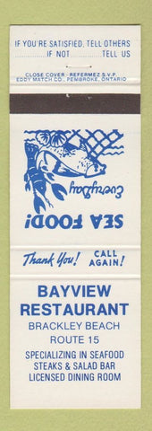Matchbook Cover - Bayview Restaurant Brackley Beach PEI PE
