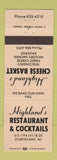 Matchbook Cover - Highland's Cheese Basket Restaurant Sturtevant WI