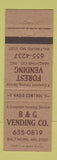 Matchbook Cover - Forest Vending Baltimore MD B&B
