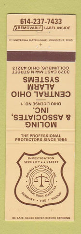 Matchbook Cover - Moling & Associates Alarms Columbus OH security WEAR