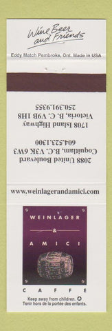 Matchbook Cover - Weinlager Amici Caffe Victoria Coquitlam BC