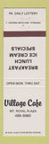 Matchbook Cover - Village Cafe Mount Royal Plaza