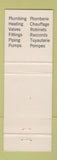 Matchbook Cover - Crane Bathroom Fixtures Hamilton ON JF Whitehead