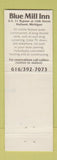 Matchbook Cover - Blue Mill Inn Holland MI