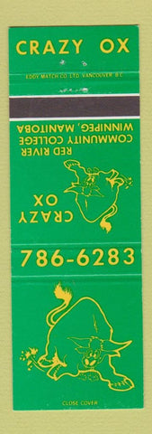 Matchbook Cover - Crazy Ox Red River Community College Winnipeg MB