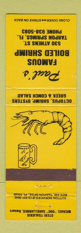 Matchbook Cover - Paul's Famous Boiled Shrimp Tarpon Springs FL