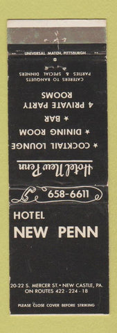 Matchbook Cover - Hotel New Penn New Castle PA WEAR