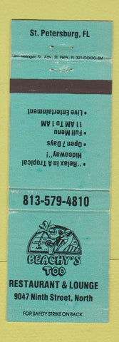 Matchbook Cover - Beachy's Too Restaurant St Petersburg FL WEAR