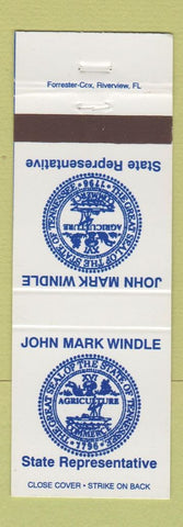 Matchbook Cover - John Mark Windle State Representative Tennessee TN