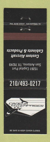 Matchbook Cover - Cadena Enterprises Aircraft Cabinets San Antonio TX