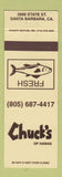 Matchbook Cover - Chuck's of Hawaii Santa Barbara CA