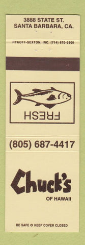 Matchbook Cover - Chuck's of Hawaii Santa Barbara CA