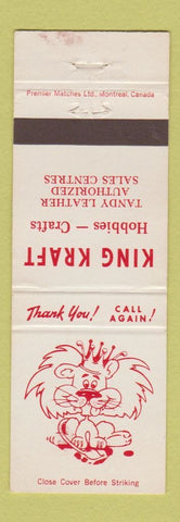 Matchbook Cover - King Kraft Hobbies Crafts WEAR