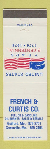 Matchbook Cover - French and Curtis oil gas Guilford Greenville ME 1976