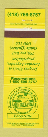 Matchbook Cover - Pourvoirie Le Chenail du Nord Forestville Gallix QC