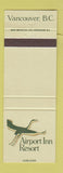 Matchbook Cover - Airport Inn Resort Vancouver BC