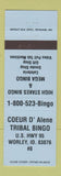 Matchbook Cover - Coeur D'Alene ID Tribal Bingo Worley