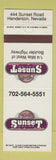 Matchbook Cover - Sunset Casino Tom's Henderson NV