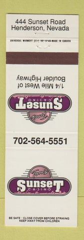 Matchbook Cover - Sunset Casino Tom's Henderson NV