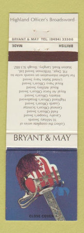 Matchbook Cover - Bryant and May Highland Officer's Broadsword UK England