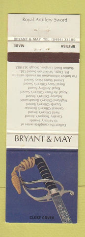 Matchbook Cover - Bryant and May Royal Artillery Sword UK England WEAR