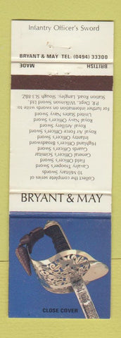 Matchbook Cover - Bryant and May Infantry Officer's Sword UK England WEAR