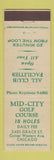 Matchbook Cover - Mid City Golf Course Chicago IL