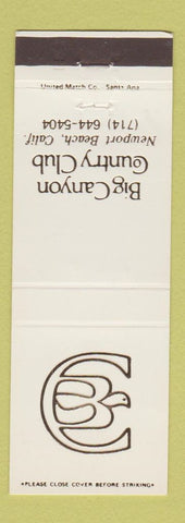 Matchbook Cover - Big Canyon Country Club Newport Beach CA