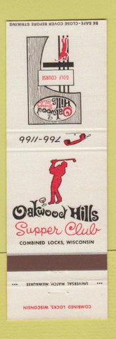 Matchbook Cover - Oakwood Hills Supper Club Golf Combined Locks WI