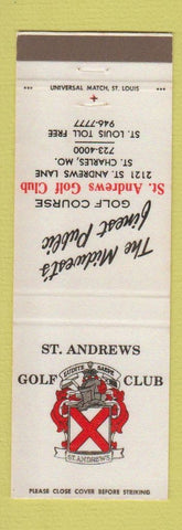 Matchbook Cover - St Andrews Golf Club St Charles MO