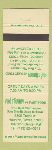 Matchbook Cover - Pho Tau Bay Vietnamese Restaurant Houston TX