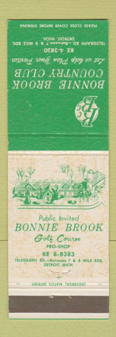 Matchbook Cover - Bonnie Brook Country Club Detroit MI
