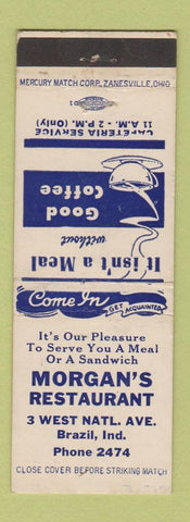 Matchbook Cover - Morgan's Restaurant Brazil IN