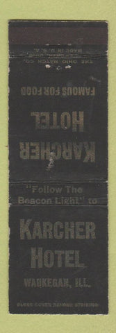 Matchbook Cover - Karcher Hotel Waukegan IL WEAR