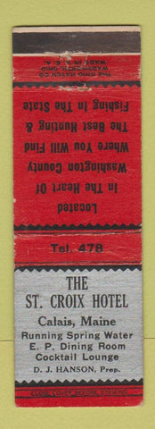 Matchbook Cover - St Croix Hotel Calais ME low phone # WEAR