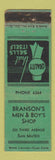 Matchbook Cover - Branson's Men's Shop San Mateo CA WORN