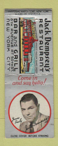 Matchbook Cover - Jack Dempsey's Restaurant New York City Boxer BOBTAIL